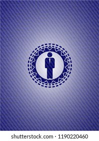 businessman icon inside emblem with jean high quality background