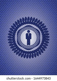 businessman icon inside emblem with jean background