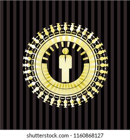businessman icon inside gold badge