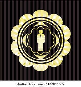 businessman icon inside gold badge or emblem