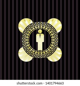 businessman icon inside golden emblem
