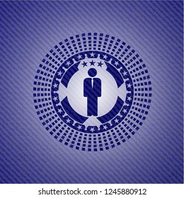 businessman icon inside jean background