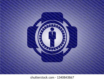 businessman icon inside jean background