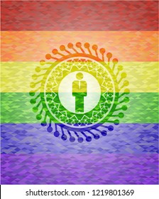 businessman icon inside lgbt colors emblem 