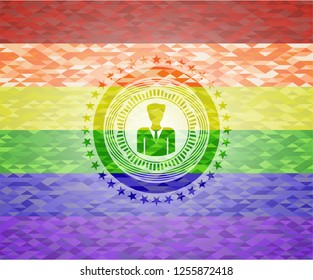 businessman icon inside lgbt colors emblem 