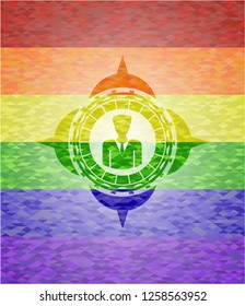 businessman icon inside lgbt colors emblem 