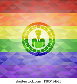 businessman icon inside lgbt colors emblem 