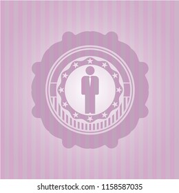 businessman icon inside pink icon or emblem