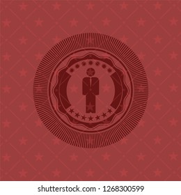 businessman icon inside realistic red emblem