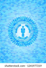 businessman icon inside realistic sky blue mosaic emblem