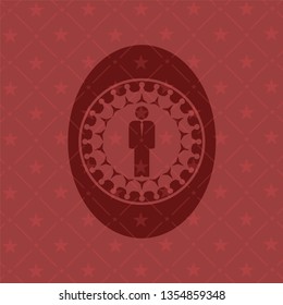 businessman icon inside red emblem. Retro