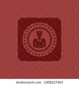 businessman icon inside red emblem. Retro. 