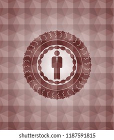 businessman icon inside red geometric badge. Seamless.