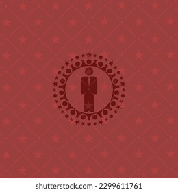 businessman icon inside retro red emblem. 