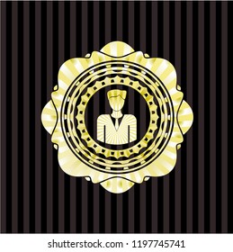 businessman icon inside shiny badge