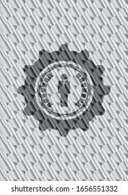 businessman icon inside silver color badge or emblem. Scales pattern. Vector Illustration. Detailed.