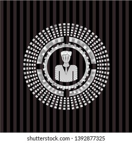 businessman icon inside silver shiny emblem
