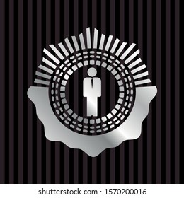 businessman icon inside silver shiny emblem