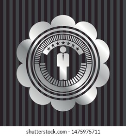 businessman icon inside silvery shiny emblem