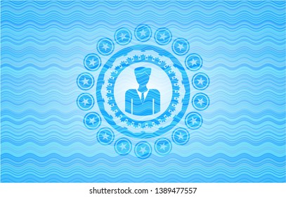 businessman icon inside water wave concept emblem background.