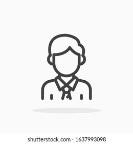 Businessman icon in line style. For your design, logo. Vector illustration. Editable Stroke.