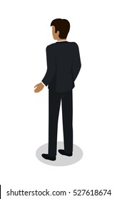 Businessman icon. Man character in business suit standing turned back isometric projection vector illustration isolated on white background. For apps, infographics, game environment, web design