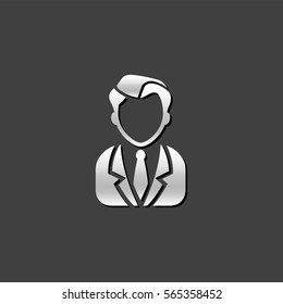 Businessman icon in metallic grey color style. Business office finance