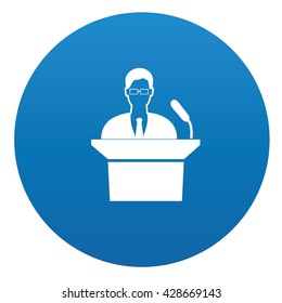 Businessman icon on blue button,vector