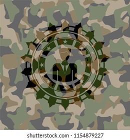 businessman icon on camo pattern