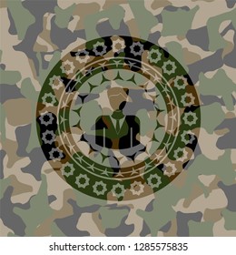 businessman icon on camo pattern