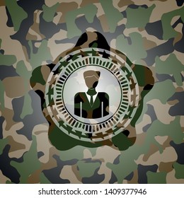 businessman icon on camo pattern