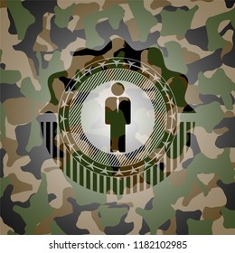 businessman icon on camo texture