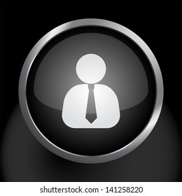 Businessman Icon on Dark Glass Circle Button