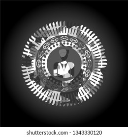 businessman icon on grey camo texture