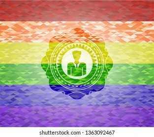 businessman icon on mosaic background with the colors of the LGBT flag
