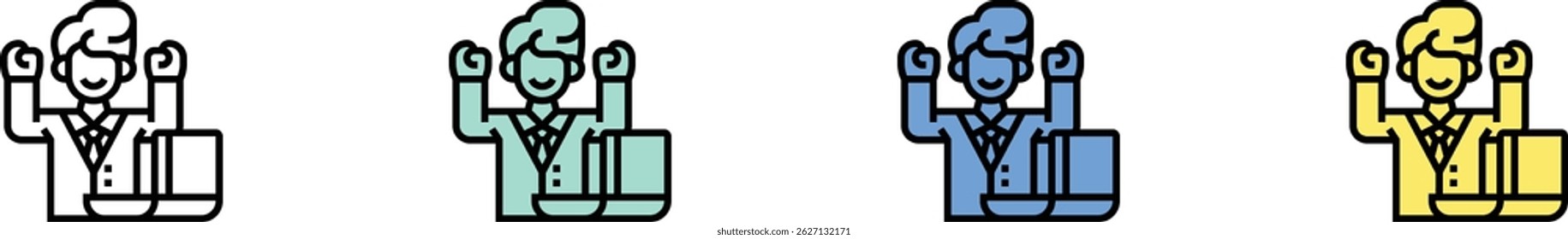 businessman icon. Outline, Green, Blue and Yellow Style Design Isolated On White Background