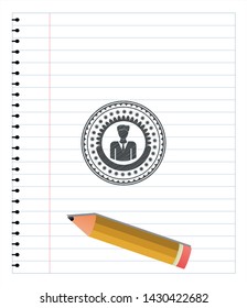 businessman icon pencil emblem. Vector Illustration. Detailed.