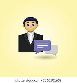 businessman icon, people in formal clothes and chat bubble, financial report, suitable for website, trading application, financial report, and etc