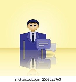 businessman icon, icon of people wearing formal clothes and chat bubble, illustration graphic of businessman conversation, suitable for business, trade, employees, and etc