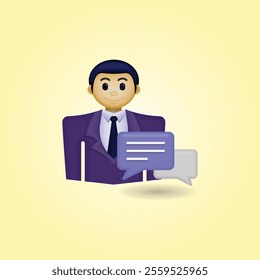 businessman icon, icon of people wearing formal clothes and chat bubble, illustration graphic of businessman conversation, suitable for business, trade, employees, and etc