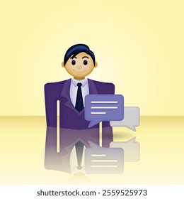 businessman icon, icon of people wearing formal clothes and chat bubble, illustration graphic of businessman conversation, suitable for business, trade, employees, and etc