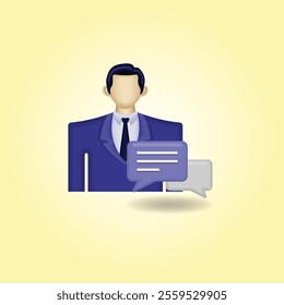 businessman icon, icon of people wearing formal clothes and chat bubble, illustration graphic of businessman conversation, suitable for business, trade, employees, and etc