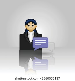 Businessman icon, people wearing formal clothes and chat bubble, graphic illustration of businessman conversation, suitable for application, message, business, customer service, and etc.