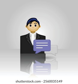 Businessman icon, people wearing formal clothes and chat bubble, graphic illustration of businessman conversation, suitable for application, message, business, customer service, and etc.