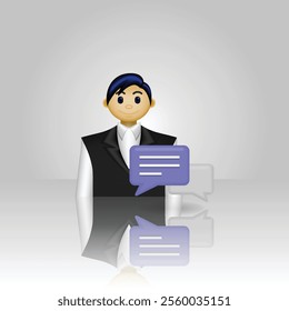 Businessman icon, people wearing formal clothes and chat bubble, graphic illustration of businessman conversation, suitable for application, message, business, customer service, and etc.