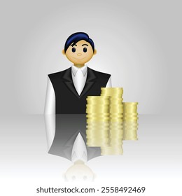 businessman icon, a person in formal clothes with money, suitable for business applications, websites, financial reports, trading, and etc.