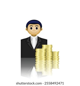 businessman icon, a person in formal clothes with money, suitable for business applications, websites, financial reports, trading, and etc.