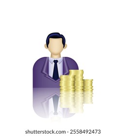 businessman icon, a person in formal clothes with money, suitable for business applications, websites, financial reports, trading, and etc.