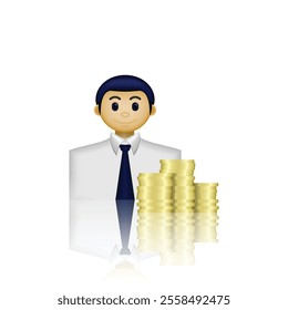 businessman icon, a person in formal clothes with money, suitable for business applications, websites, financial reports, trading, and etc.