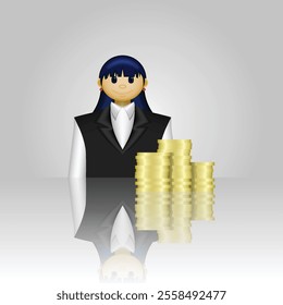 businessman icon, a person in formal clothes with money, suitable for business applications, websites, financial reports, trading, and etc.